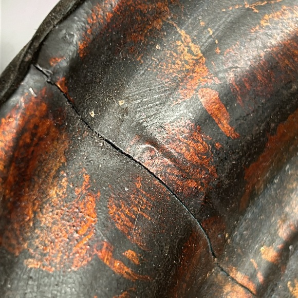 Decorative Rustic Metal Bowl With Handles Copper Coloured Pattern - Picture 4 of 14